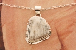 Genuine White Buffalo Turquoise Sterling Silver Pendant